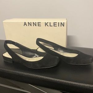 Anne Klein Slingback Black Suede Flat